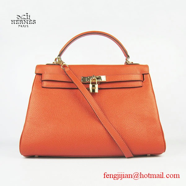 Hermes Kelly 32cm Togo Leather Bag Orange 6108 Gold Hardware Hermes Kelly 32cm Togo Leather Bag Orange 6108 Gold Hardware